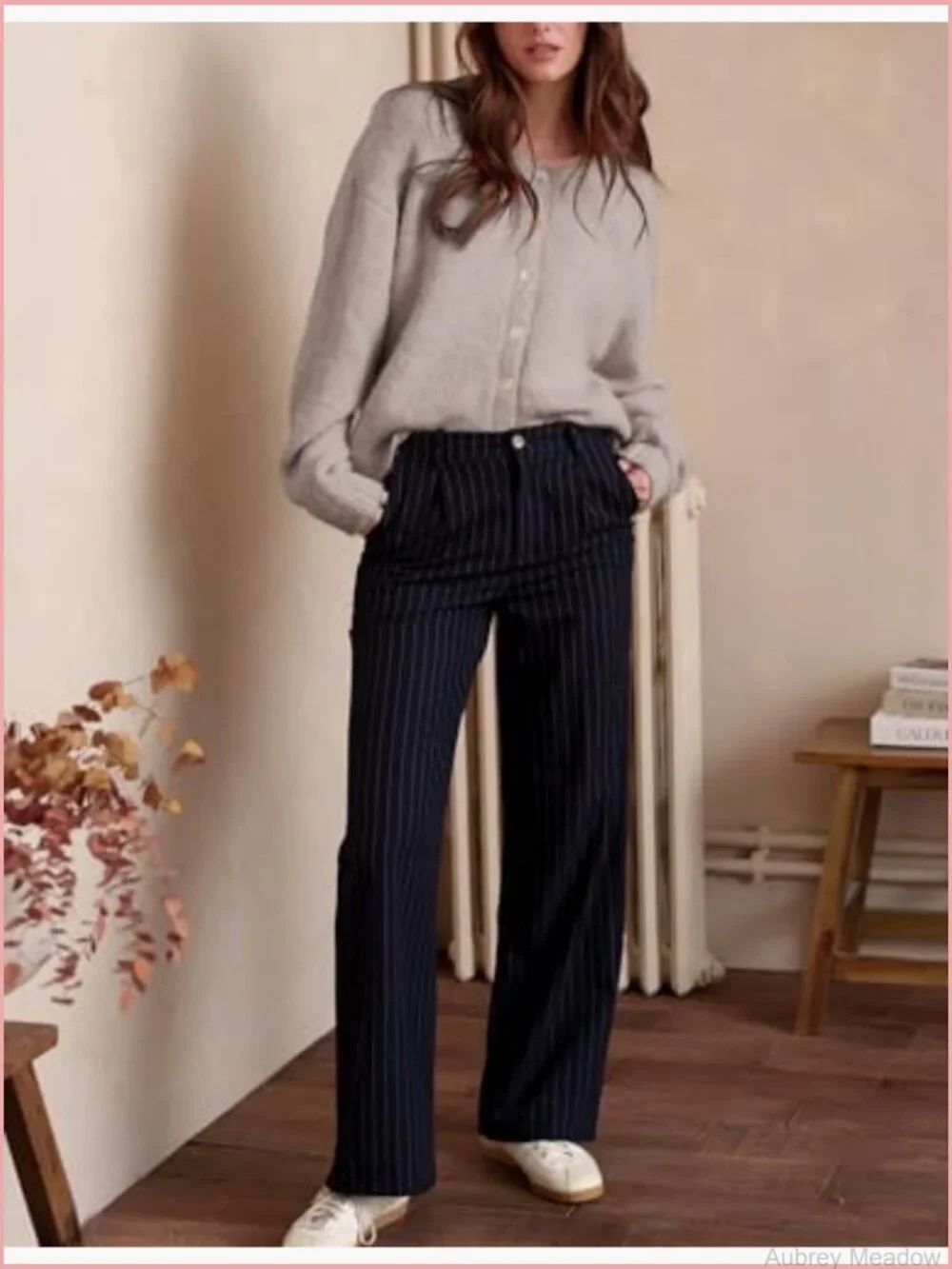 Women's Long Sleeve Cardigan Sweater Front Button Loose Fit Y2K Knit Crewneck - Picture 5 of 5